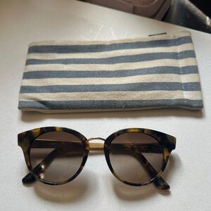J. Crew Tortoise Sunglasses with Striped Pouch